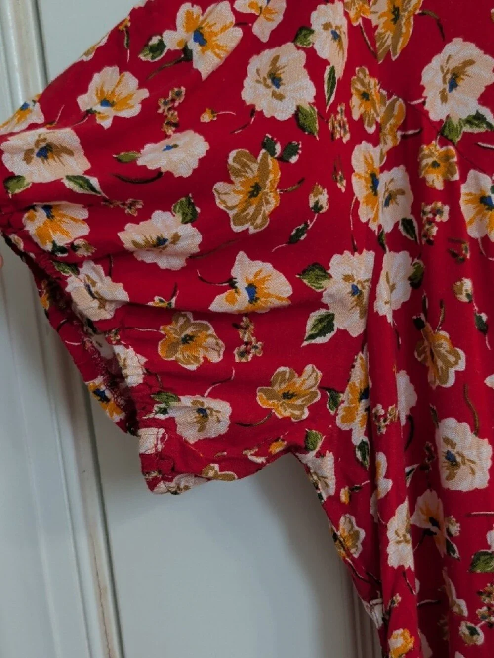 Indigo Rose Red Floral Maxi Dress with Button Front 3X - Picture 4 of 8